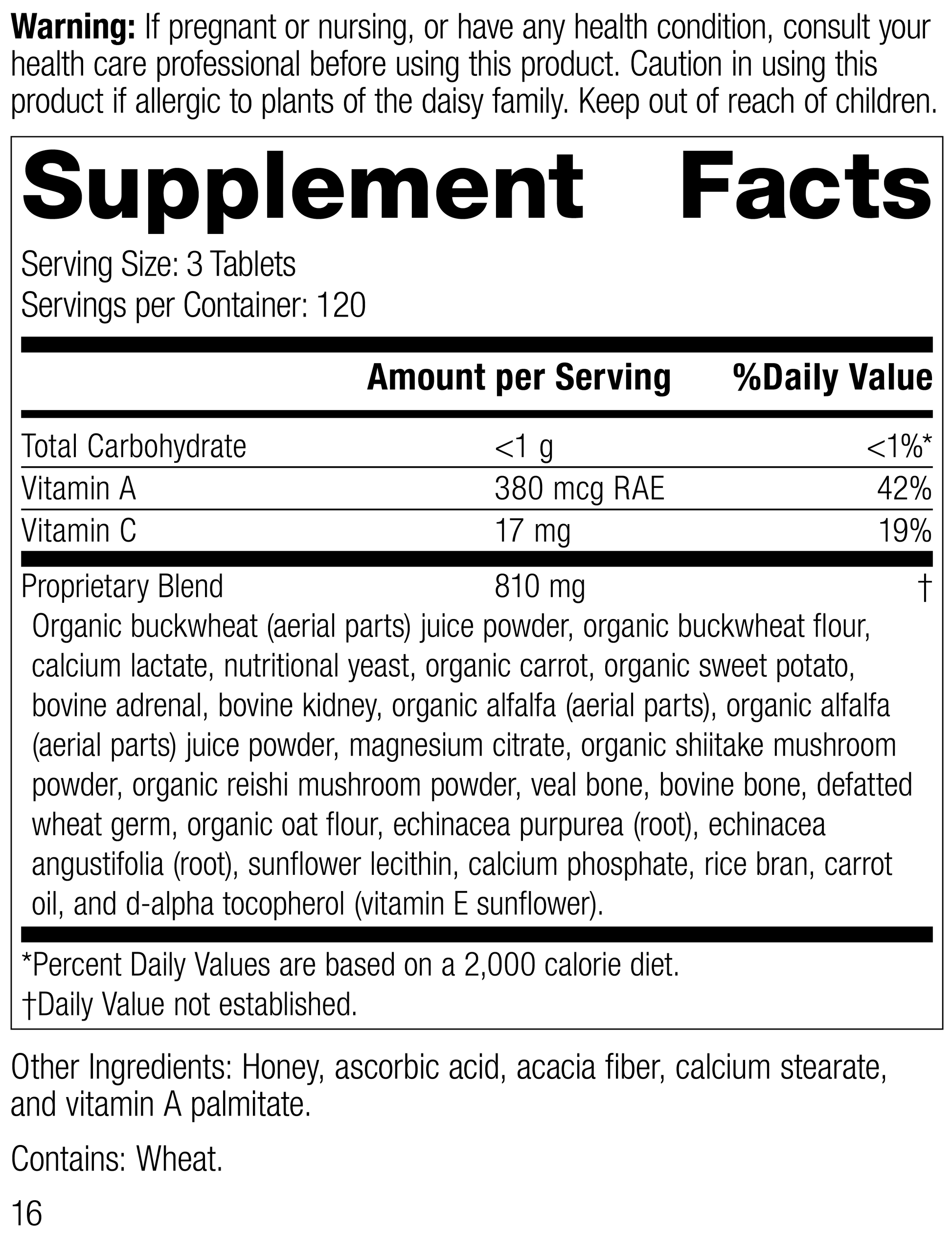 Cataplex® A-C-P, 360 Tablets, Rev 14 Supplement Facts