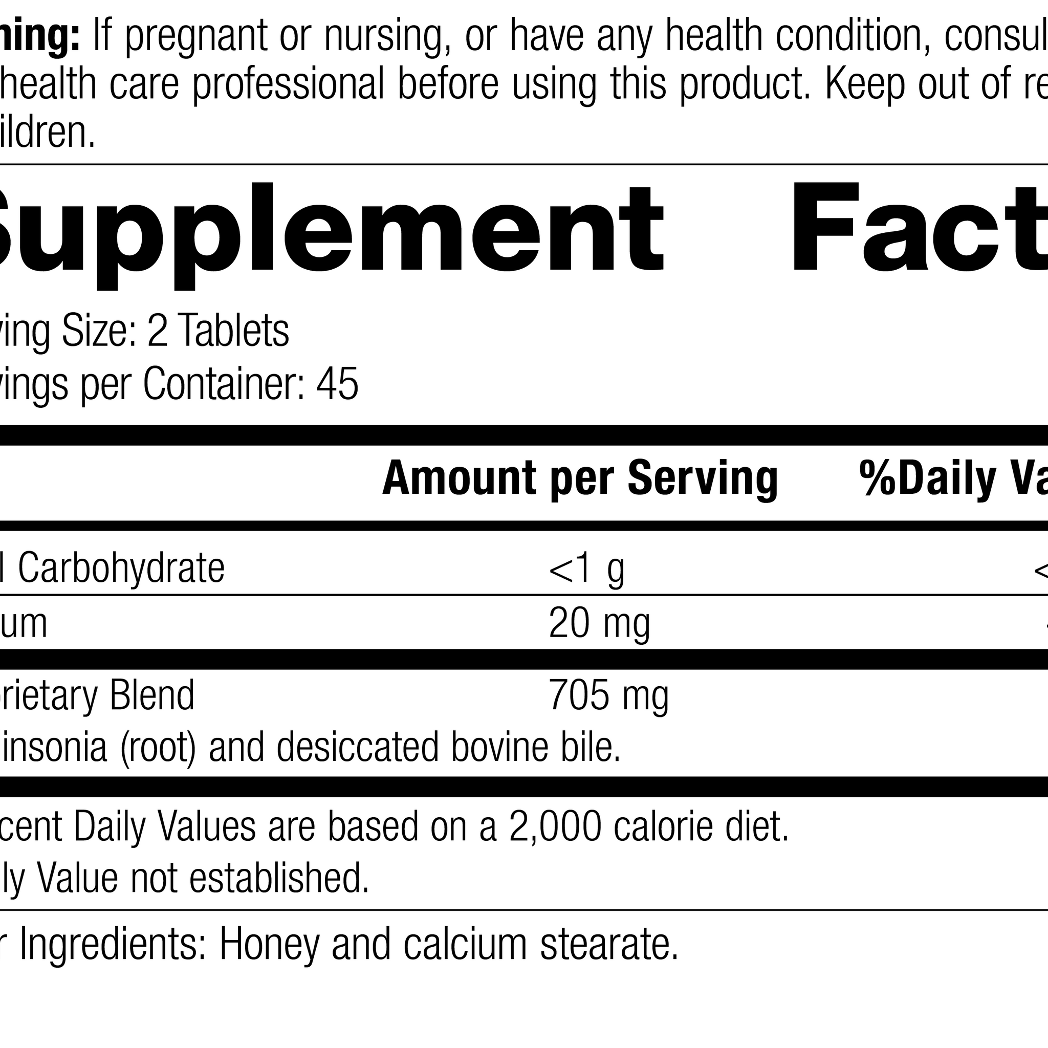 Cholacol®, 90 Tablets, Rev 16 Supplement Facts