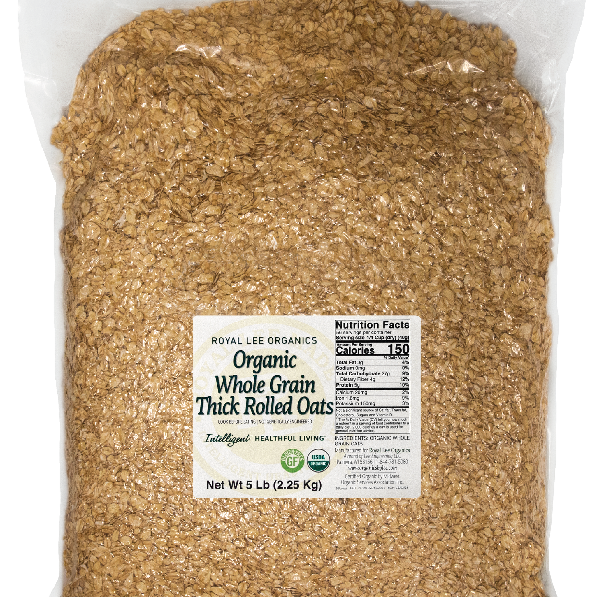 Thick Rolled Oats, 5lb kraft bag